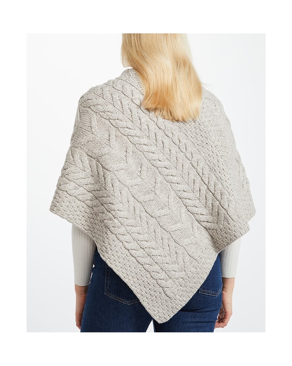 Aasleagh Falls Ladies Aran Poncho - Image 7