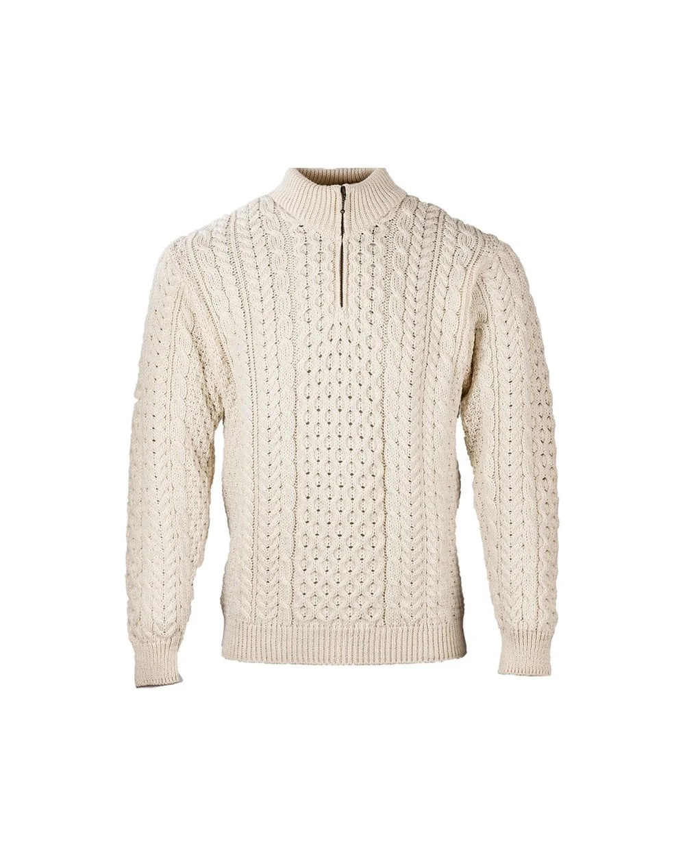 Ballycroy Mens Aran Half Zip Sweater - Image 3