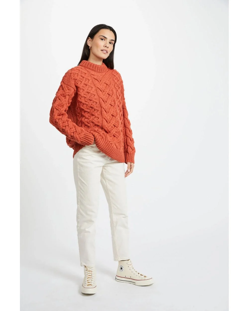 Dingle Ladies Aran Trellis Sweater - Image 4