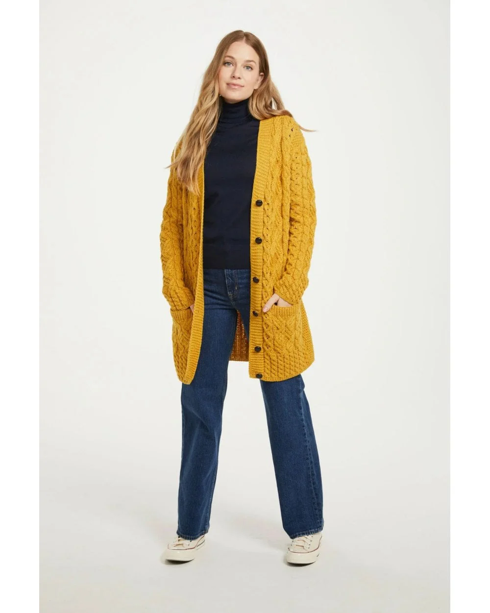 Glebe Aran Long Line Cardigan - Image 3