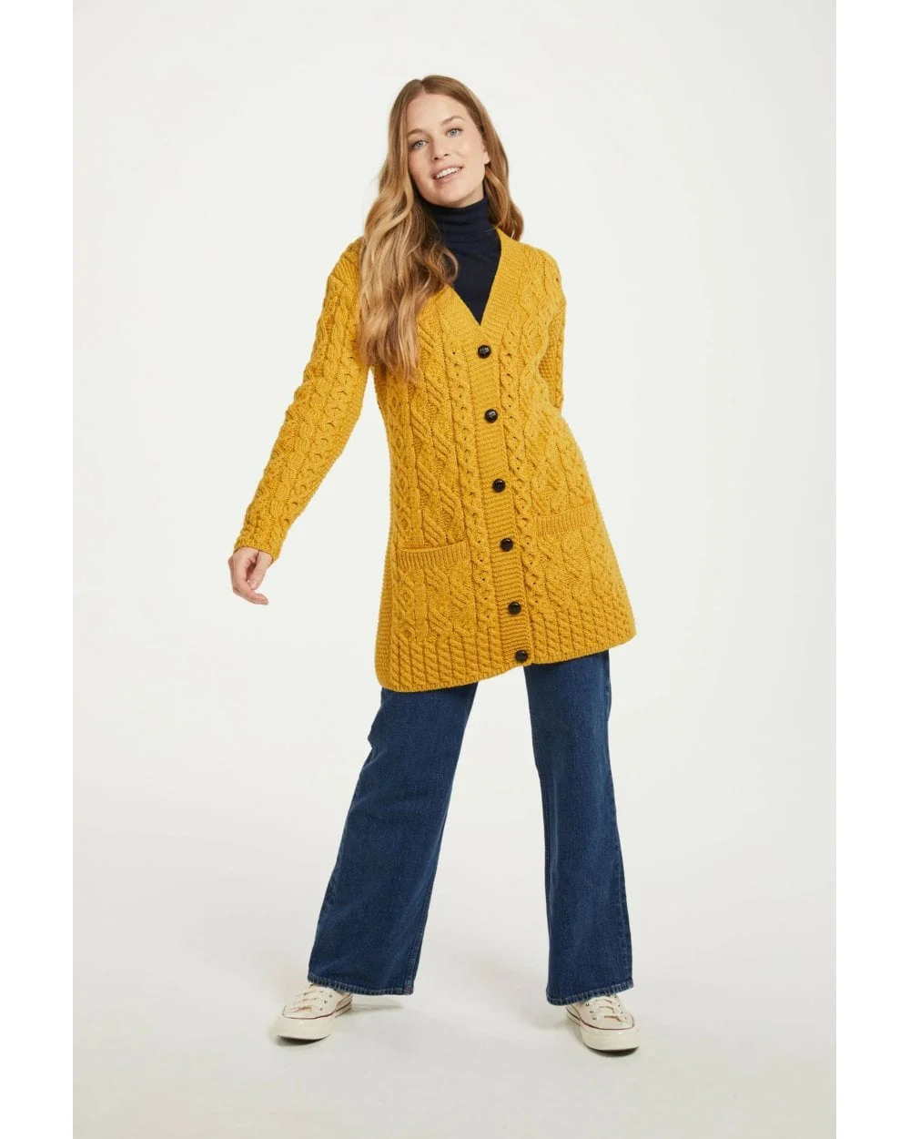 Glebe Aran Long Line Cardigan - Image 4