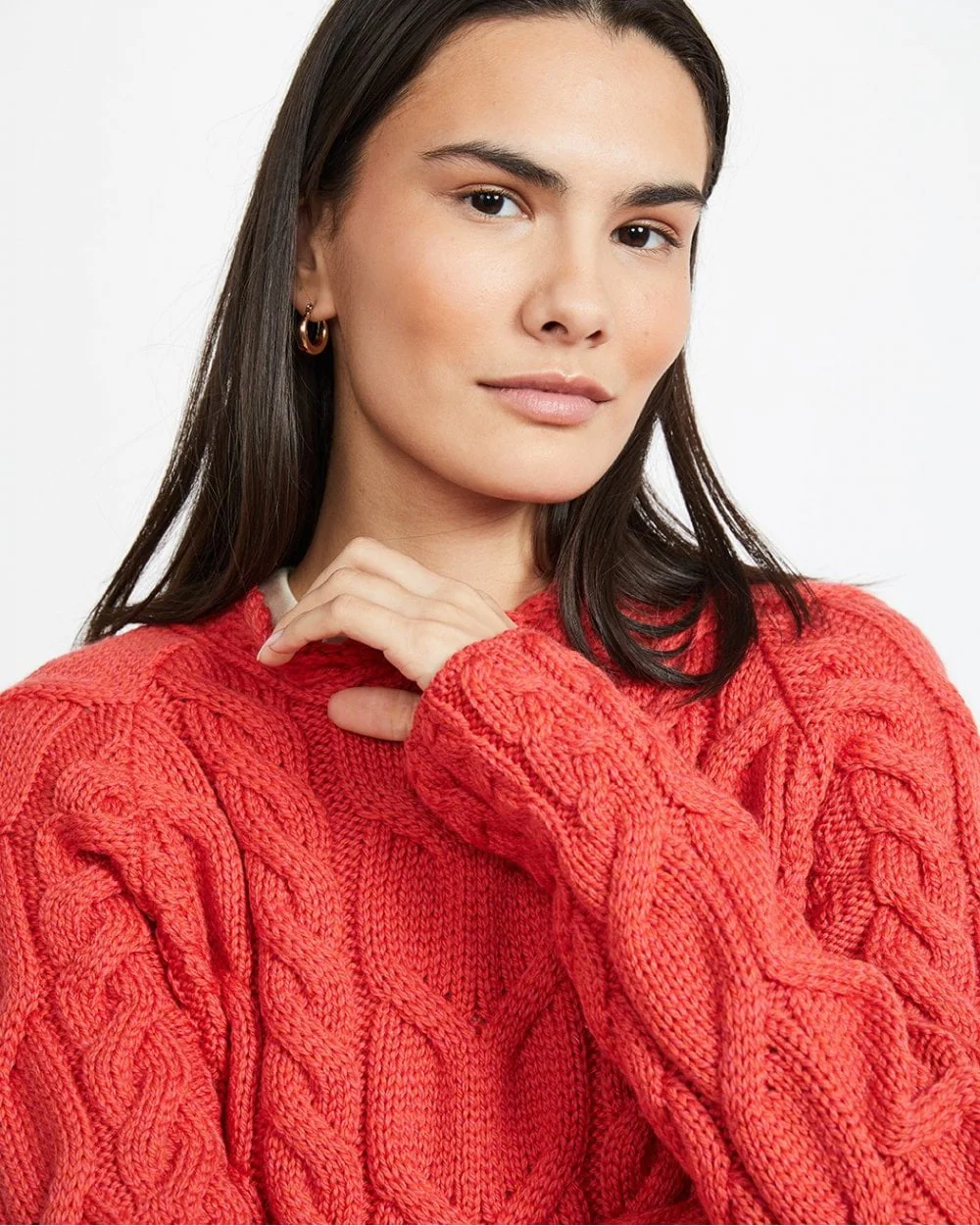 Listowel Ladies Aran Cabled Sweater - Image 3