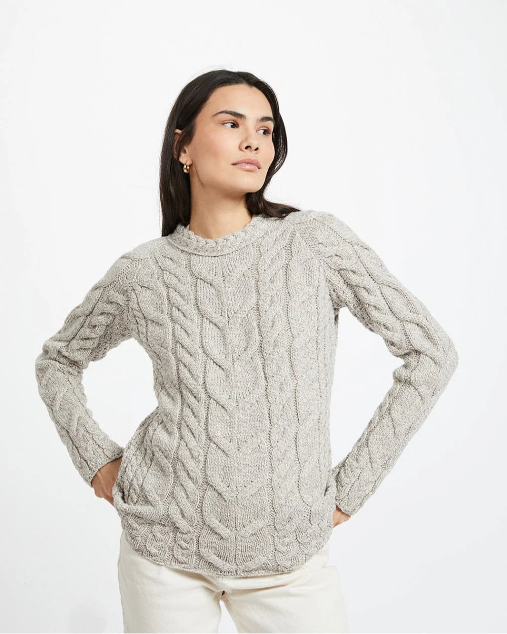 Listowel Ladies Aran Cabled Sweater - Image 7
