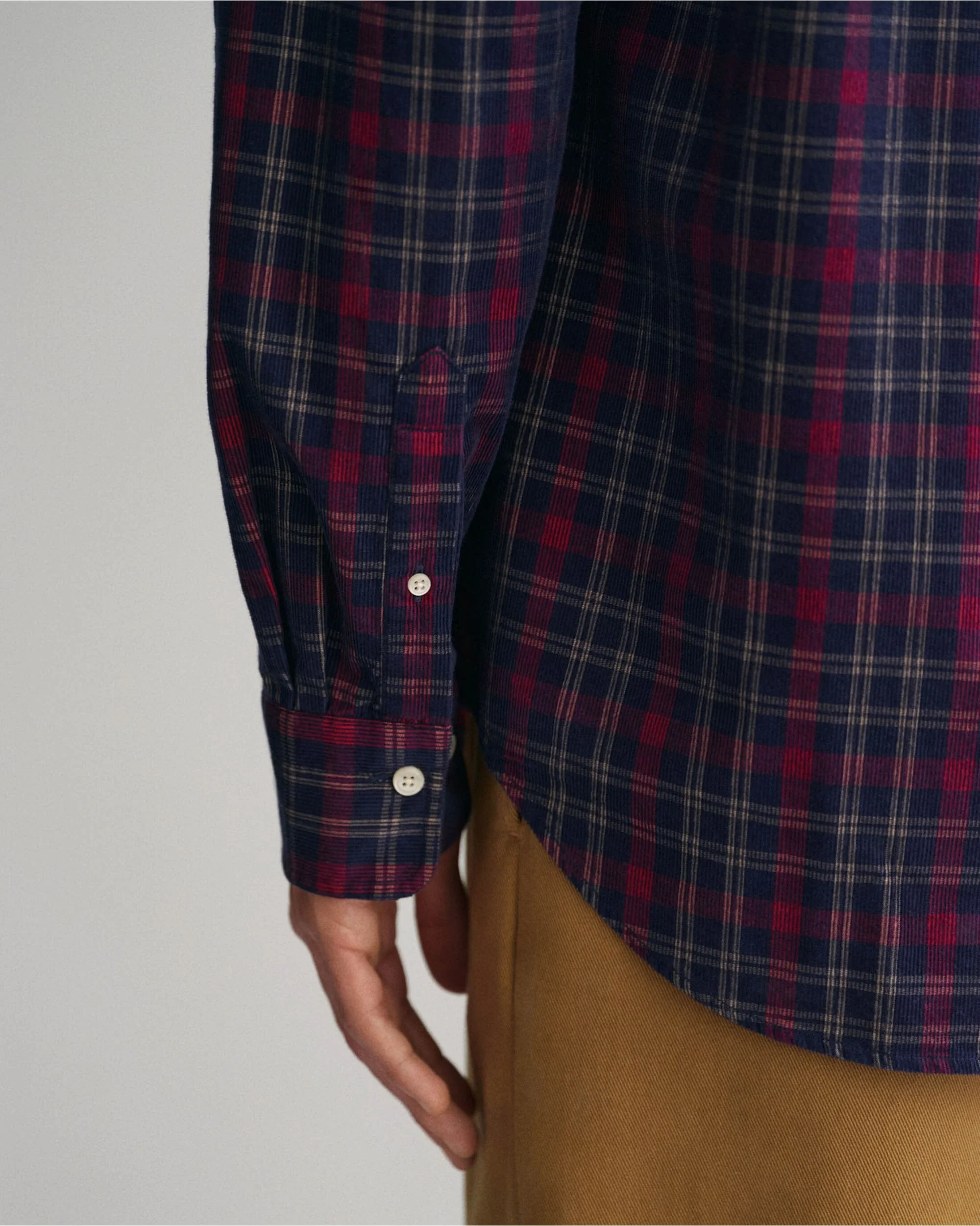 Regular Fit Checked Corduroy Shirt - Image 5