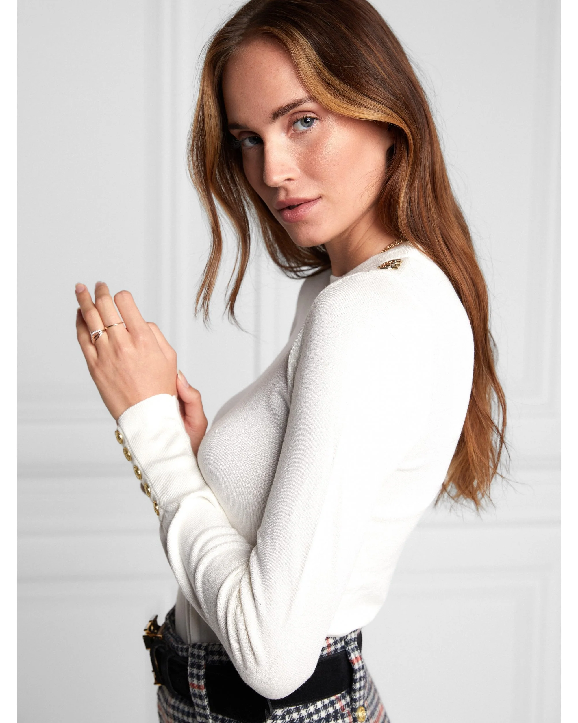 Buttoned Knit Crew Neck - Image 9