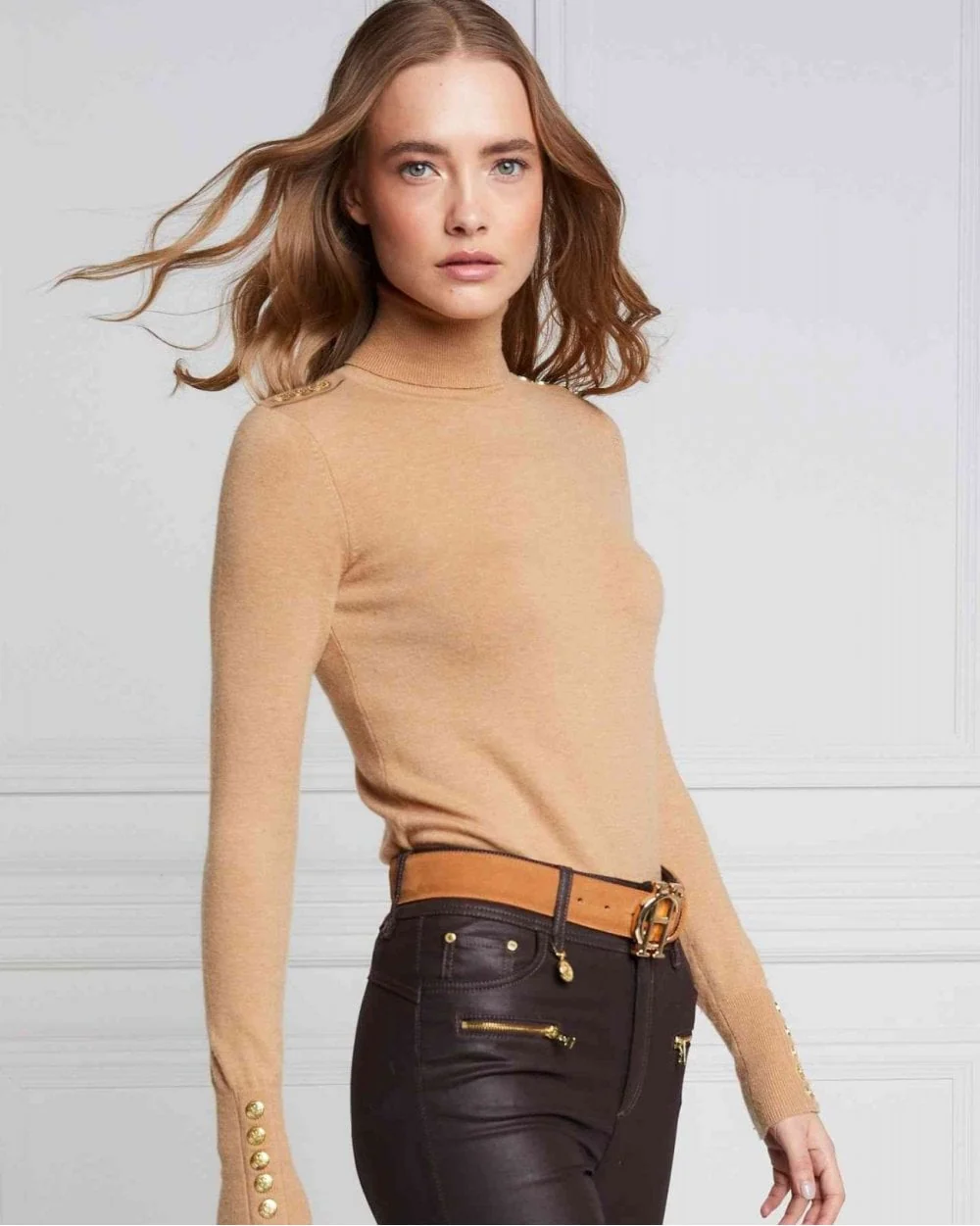 Buttoned Knit Roll Neck - Image 12