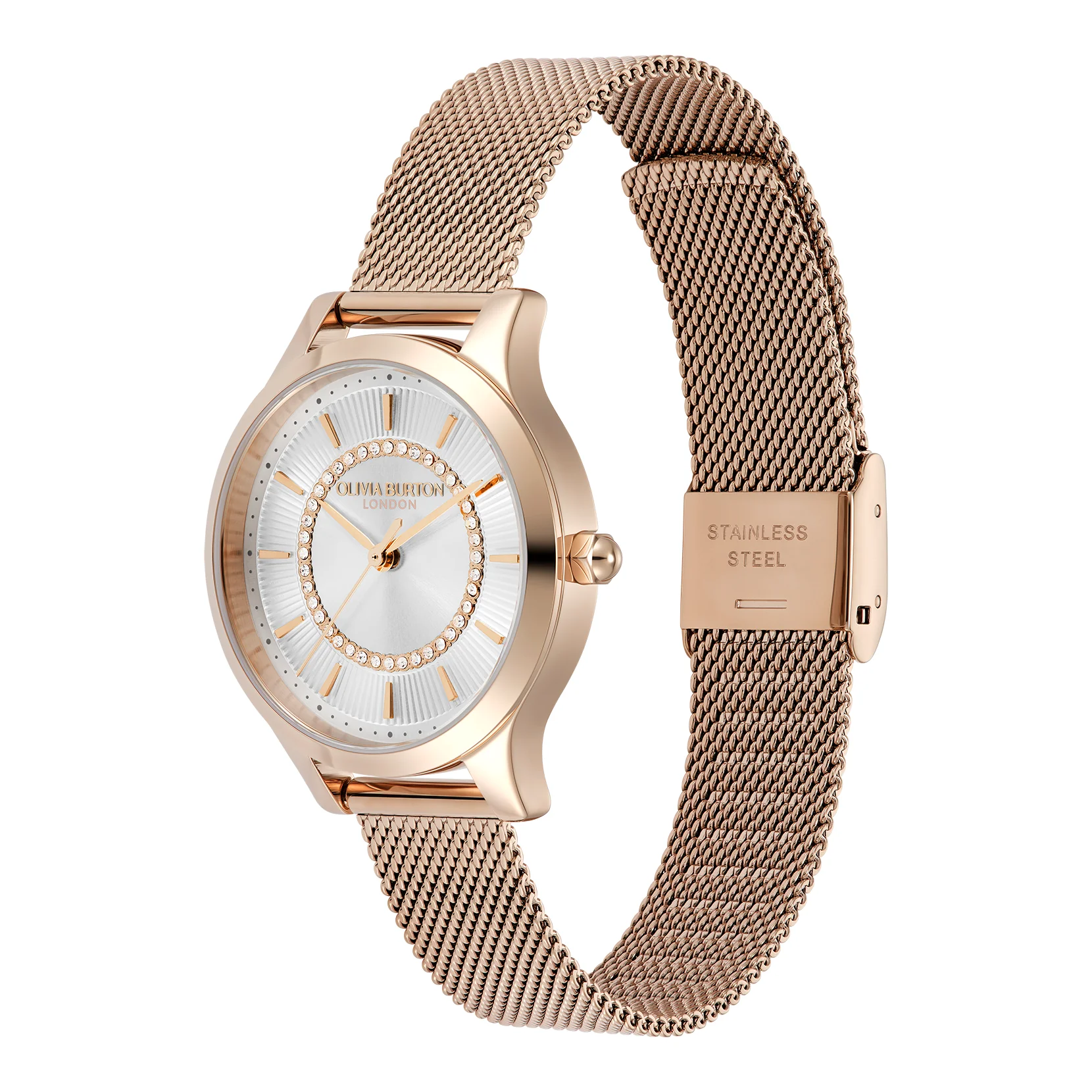Classic 30mm Wonderlust White & Rose Gold Mesh Watch - Image 3