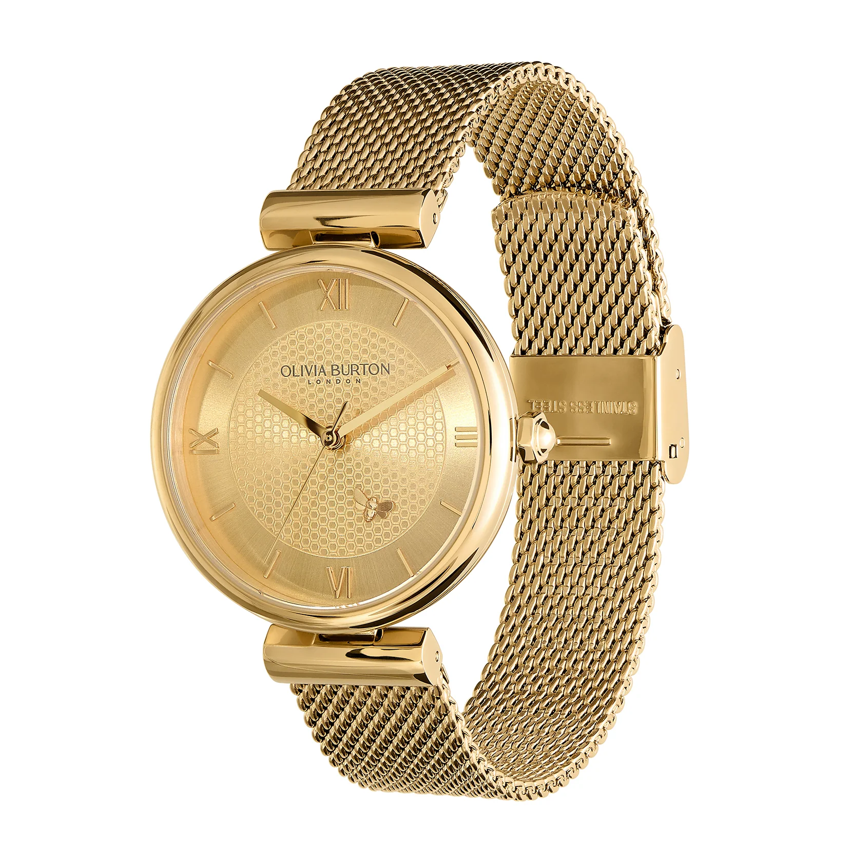 Signature 36mm Minima Bee T-Bar Gold Mesh Watch - Image 3