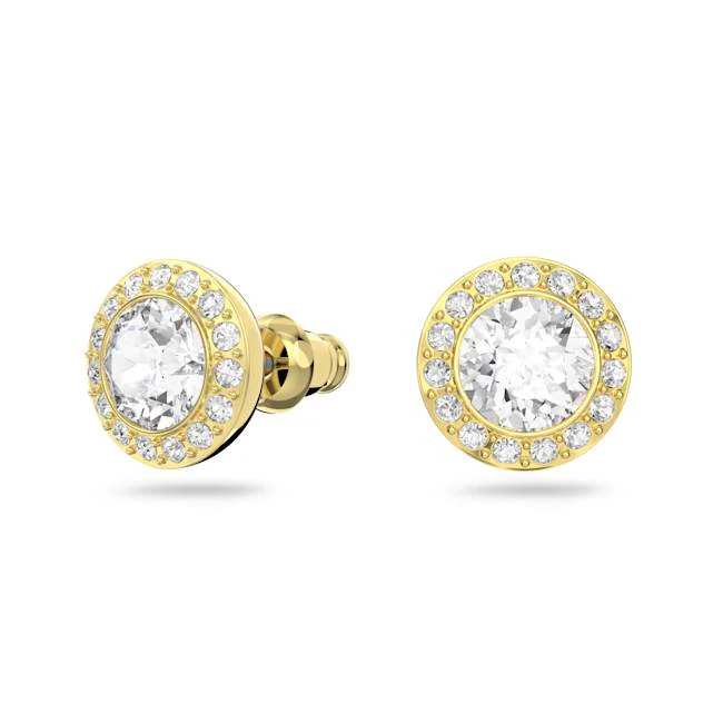 Angelic Stud Pierced Earrings- White and Gold Tone - Image 3
